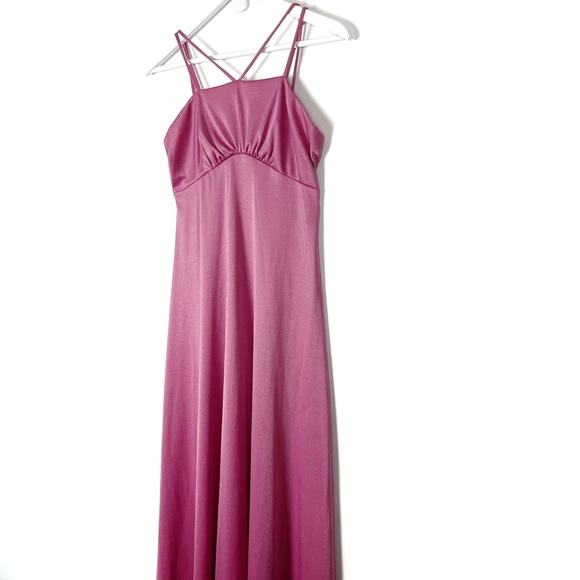 Vintage Pink Maxi Dress Empire Waist - Picture 3 of 7